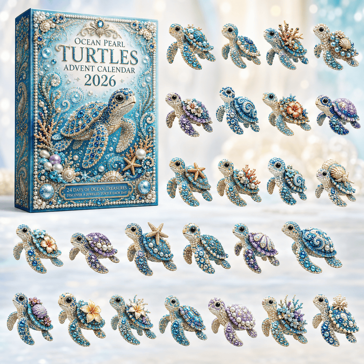 Ocean Pearl Turtles 2026 Christmas Advent Calendar Xmas Gifts For Turtle Lovers