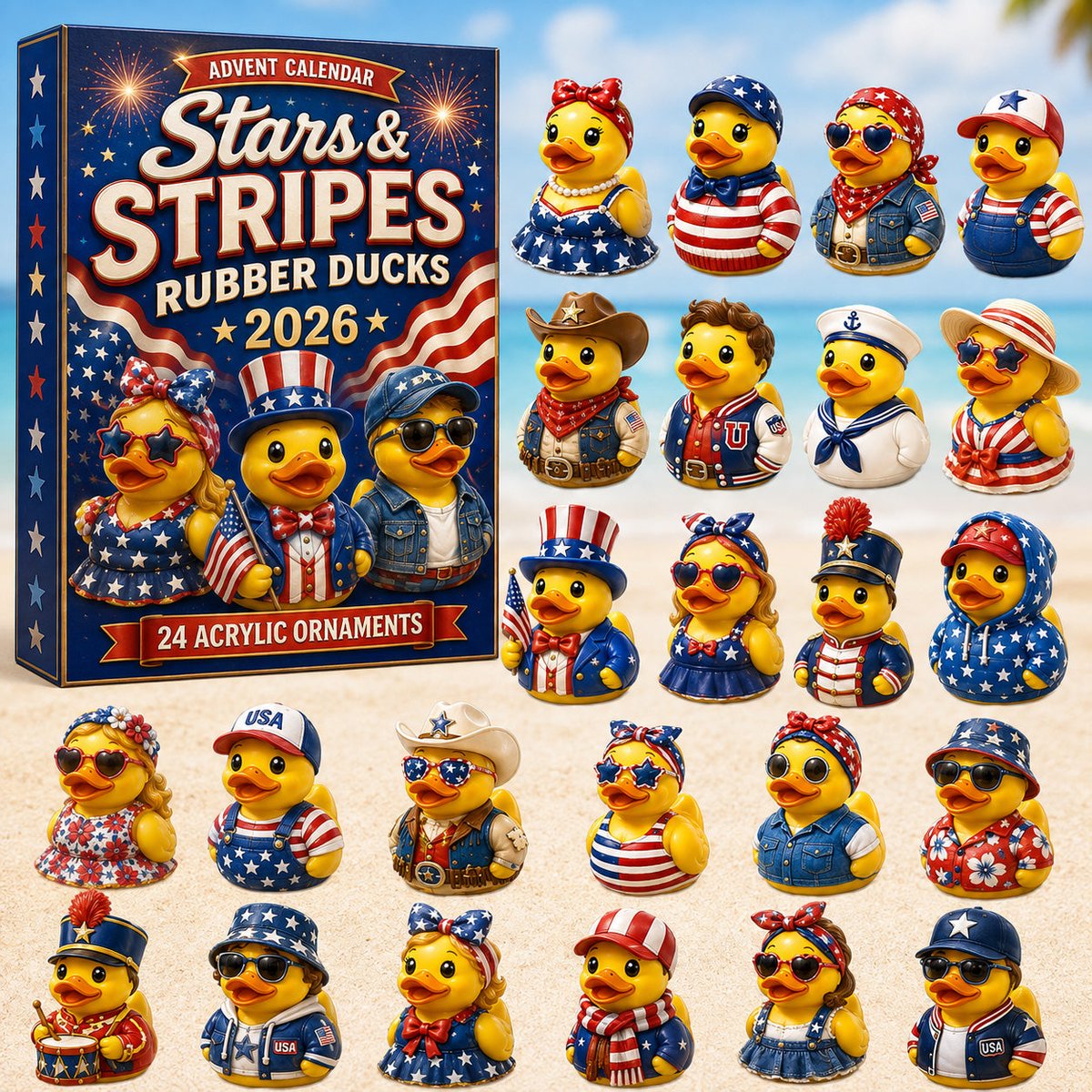 Stars And Stripes Duck Christmas Advent Calendar Christmas Countdown Gifts For Patriots