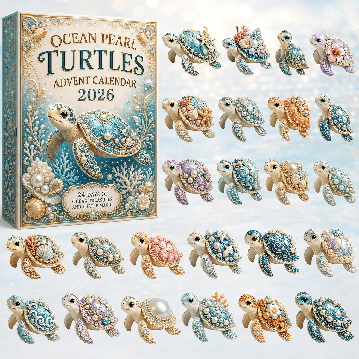 Ocean Pearl Turtles Christmas Advent Calendar Christmas Countdown Gifts For Turtle Lovers