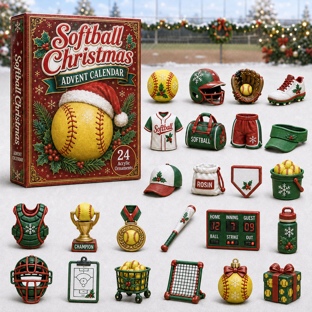 Softball Christmas Advent Calendar Holiday Decorations Christmas Gifts For Softball Lovers