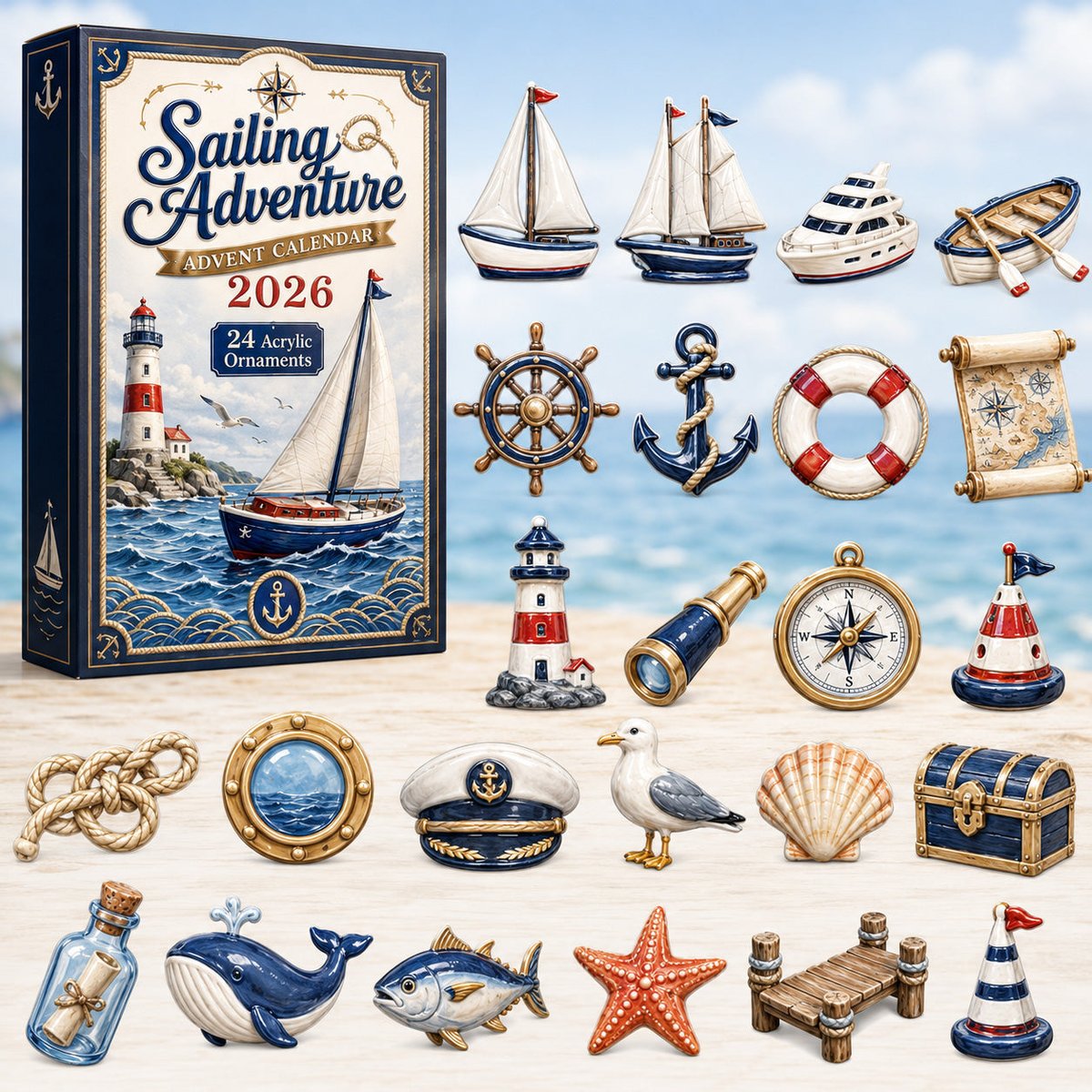 Sailing Adventure Christmas Advent Calendar 2026 24 Day Festive Countdown Sailing Boat Xmas Gifts