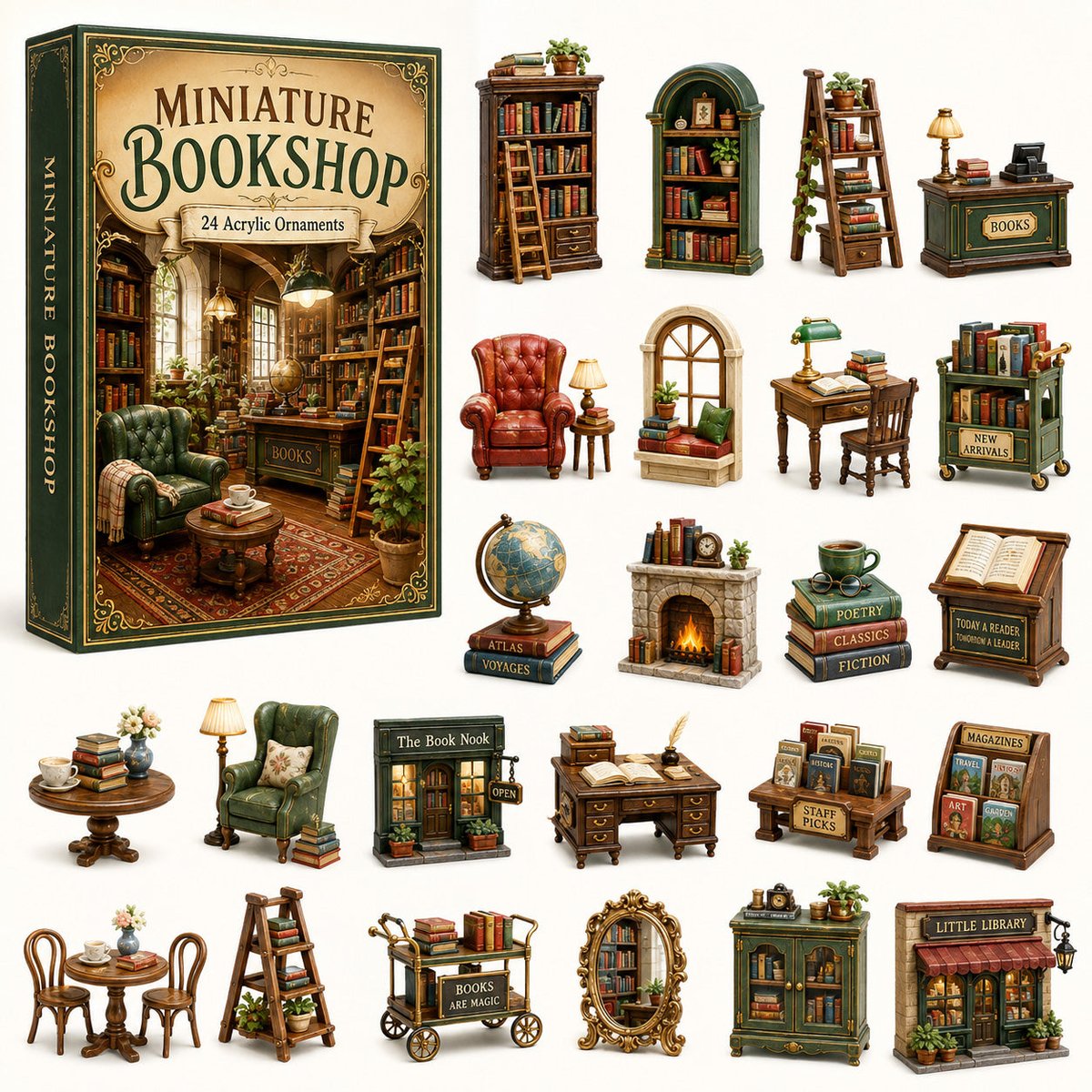 Miniature Bookshop Christmas Advent Calendar Counting Down Calendar Reading Lovers Xmas Gifts