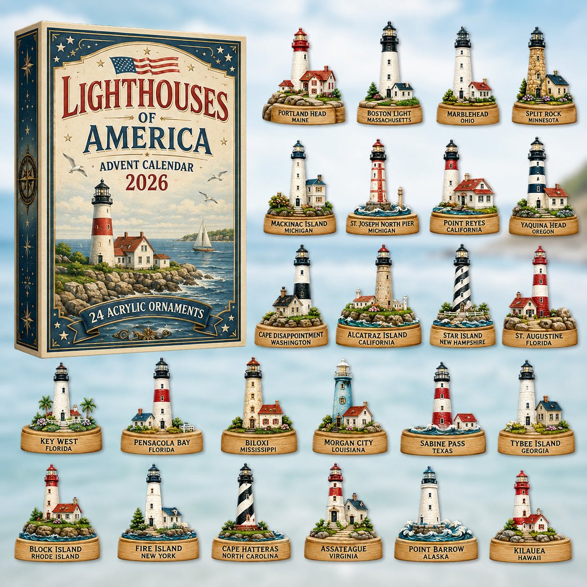 Lighthouses Of America Christmas Advent Calendar Xmas Countdown Gifts For Husband