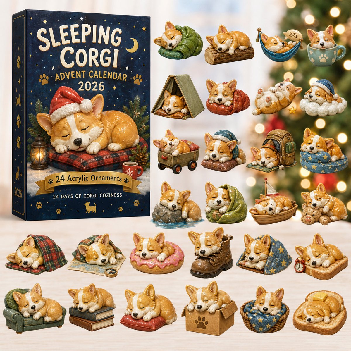 Sleeping Corgi Christmas Advent Calendar Xmas Countdown Xmas Gifts For Corgi Lovers