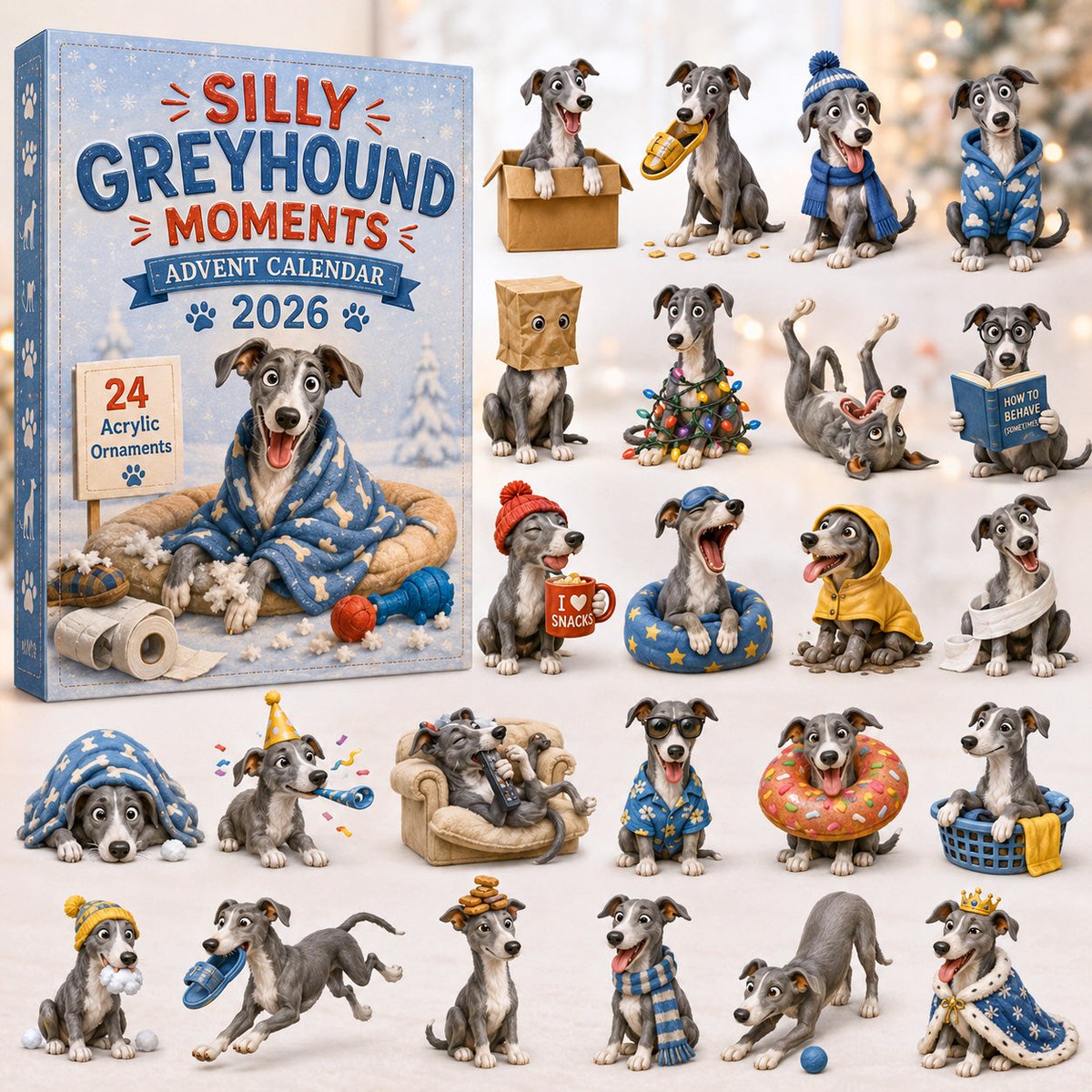 Silly Greyhound Christmas Advent Calendar Festive Counting Down Calendar Xmas Gifts Ideas
