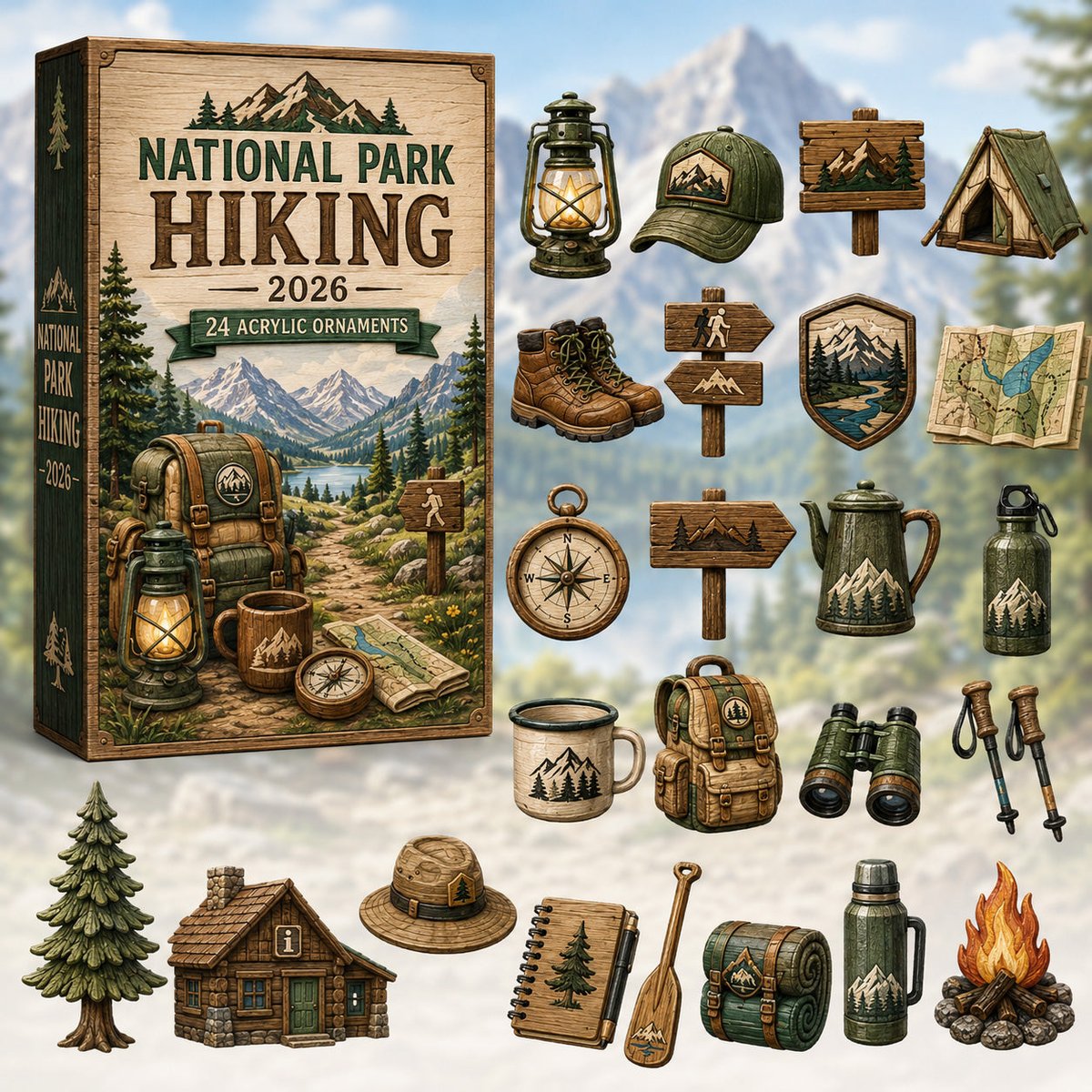 National Park Hiking Pack Christmas Advent Calendar 2026 24 Day Festive Countdown Dad Xmas Gift_