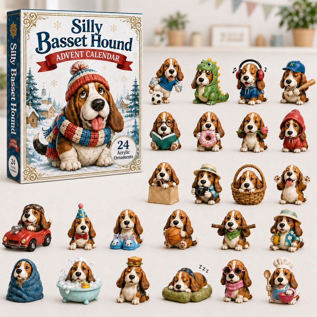 Silly Basset Hound Christmas Advent Calendar Counting Down Basset Hound Lovers Xmas Gifts