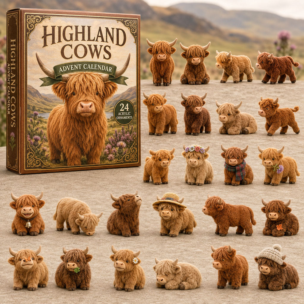 Highland Cow Christmas Advent Calendar 24 Days Christmas Tree Ornaments Gifts For Xmas