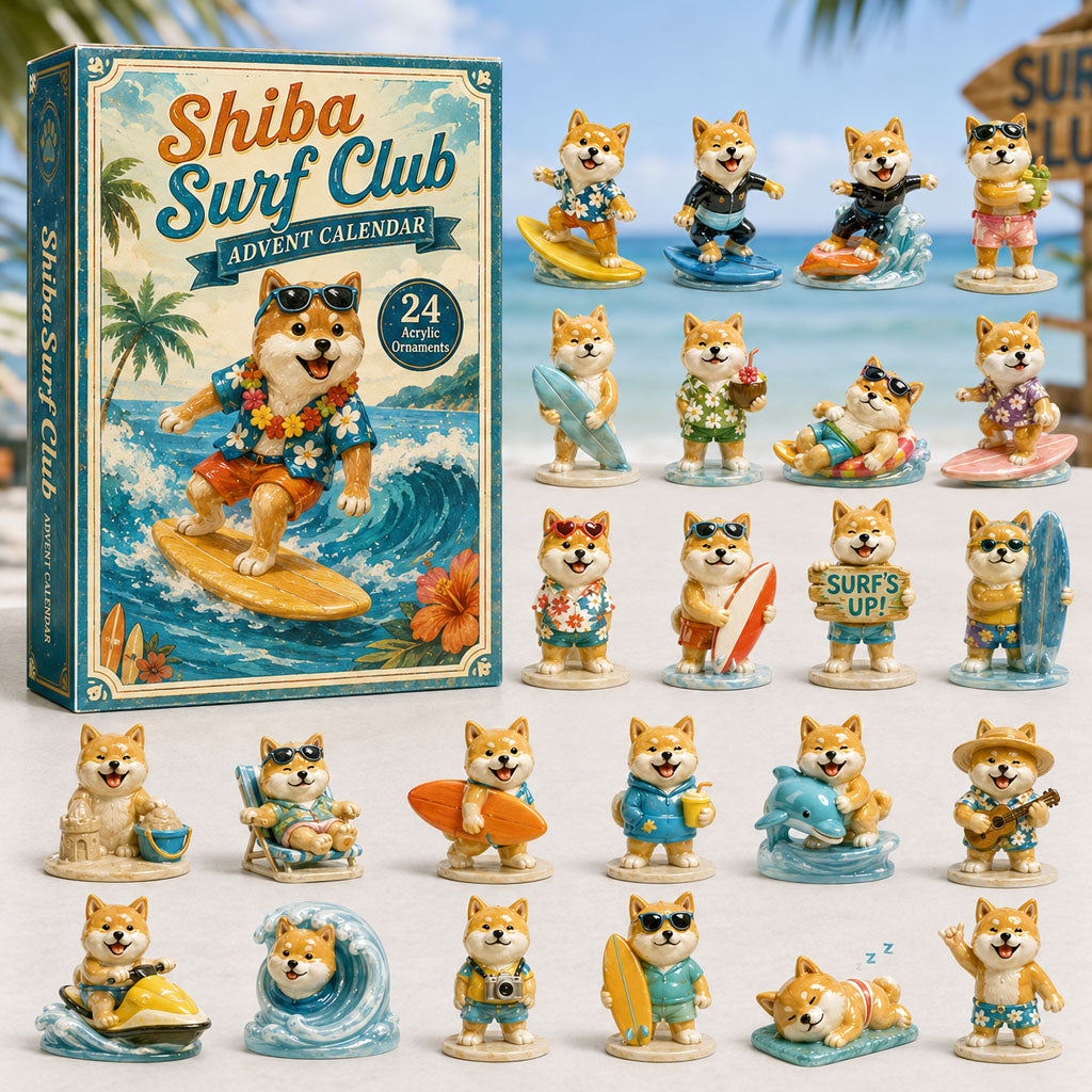 Shiba Surf Club Christmas Advent Calendar Christmas Day Countdown Gifts For Shiba Lovers
