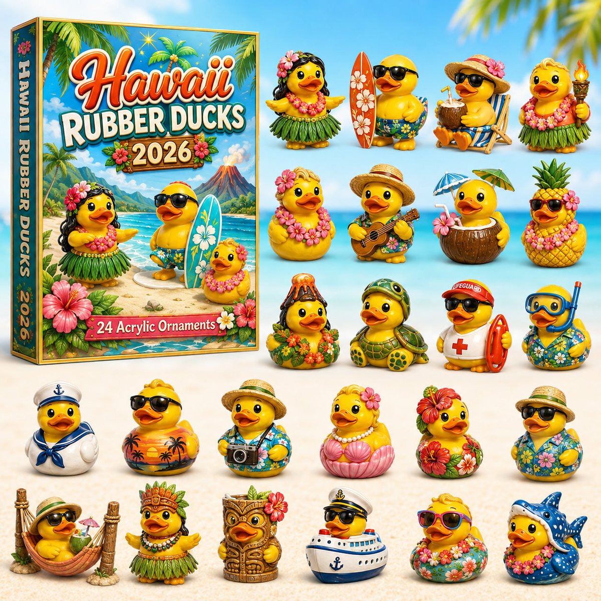 Hawaii Ducks Christmas Advent Calendar Christmas Tree Decorations Gifts For Duck Lovers