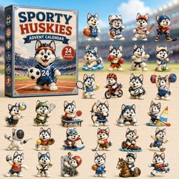 Sporty Huskies Christmas Advent Calendar Xmas Calendar Countdown Gifts For Husky Lovers