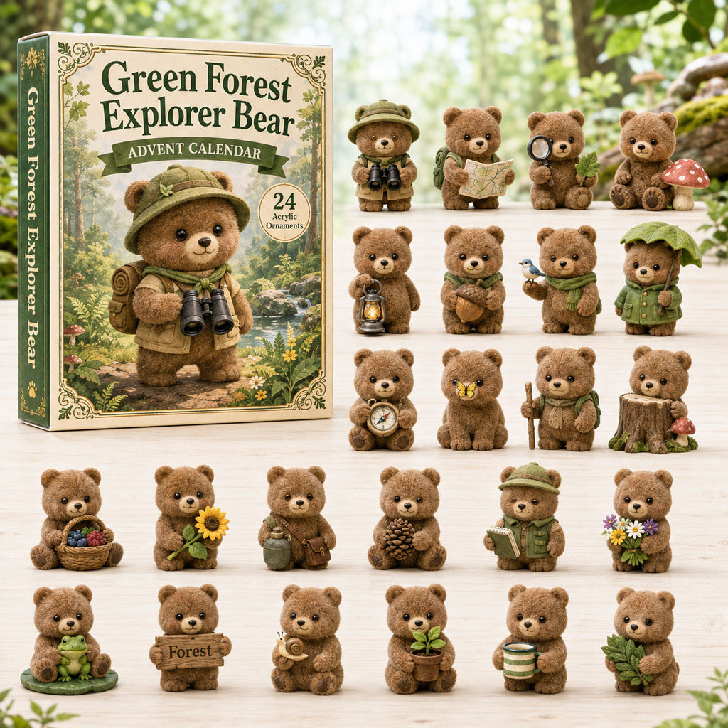 Green Forest Explorer Bear Christmas Advent Calendar Christmas Countdown Gifts For Bear Lovers