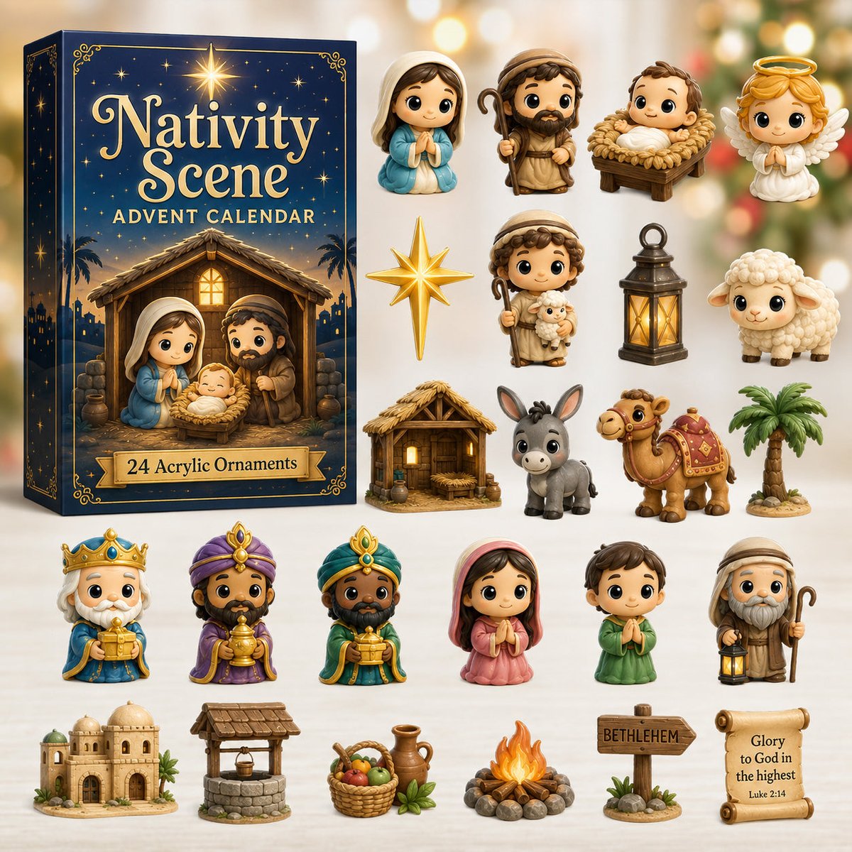 Nativity Scene Christmas Advent Calendar Christmas Countdown Xmas Gifts For Christians
