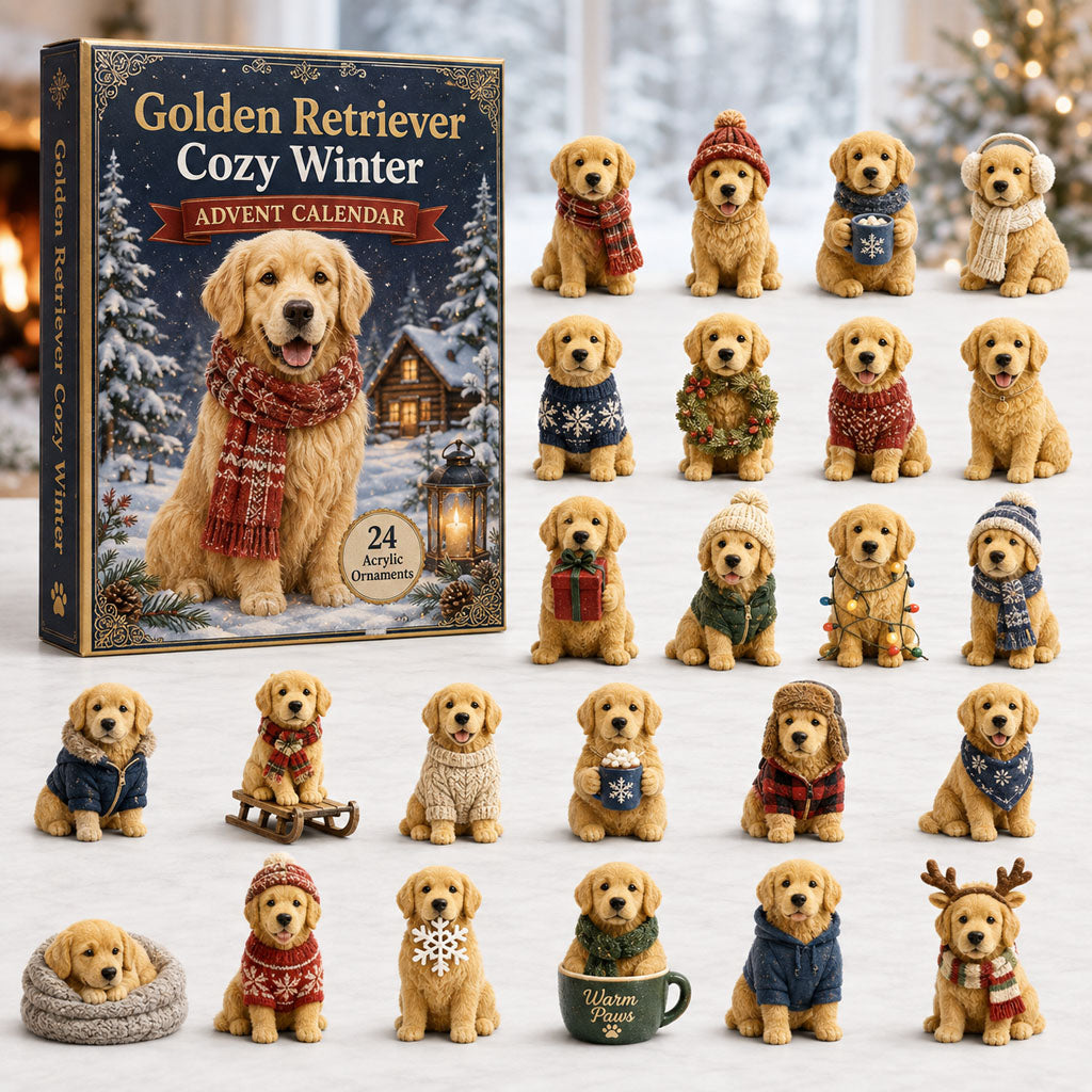 Golden Retriever Cozy Winter Christmas Advent Calendar Christmas Gifts For Golden Dog Lovers