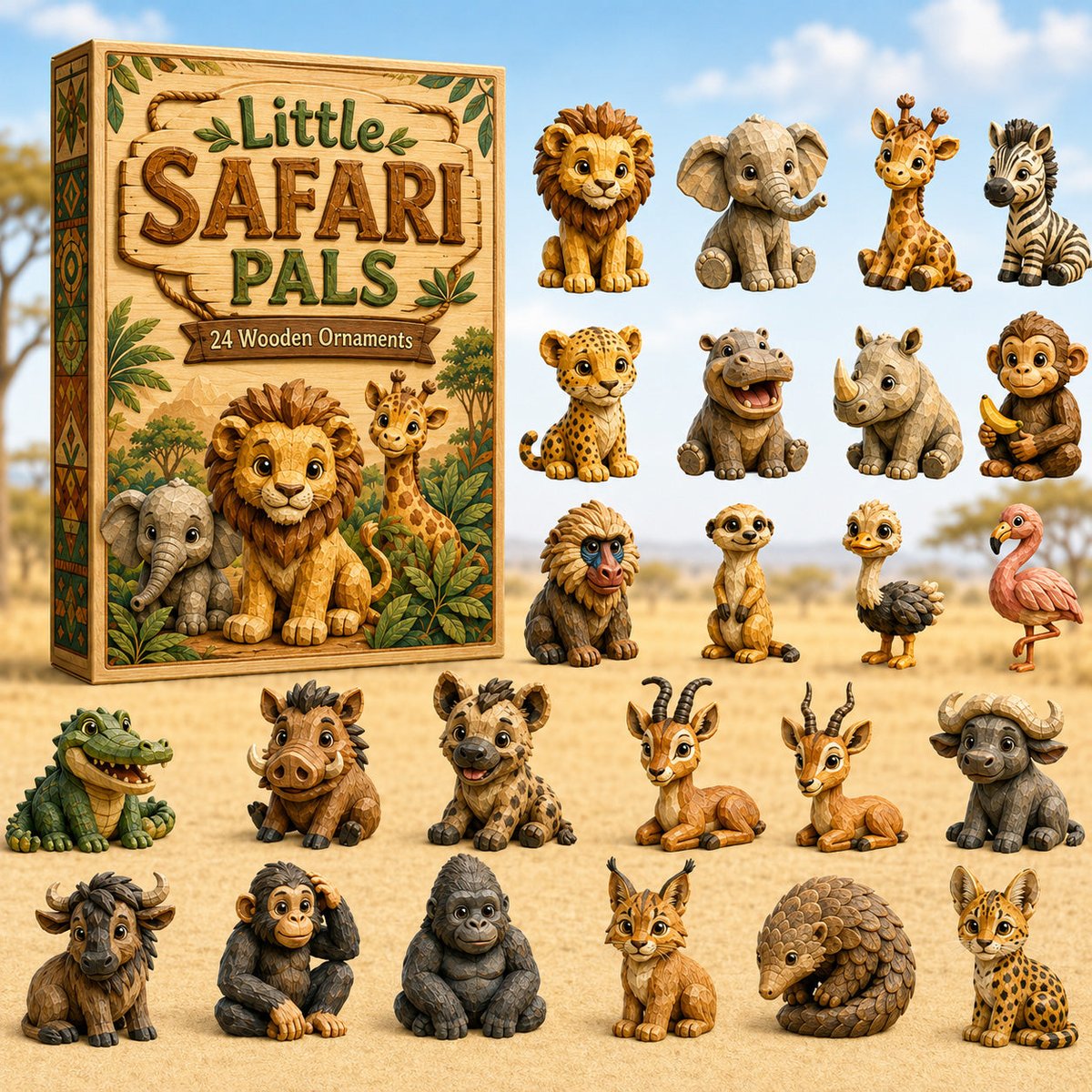 Little Safari Pals Christmas Advent Calendar Christmas Countdown Decor Gifts For Animal Lovers