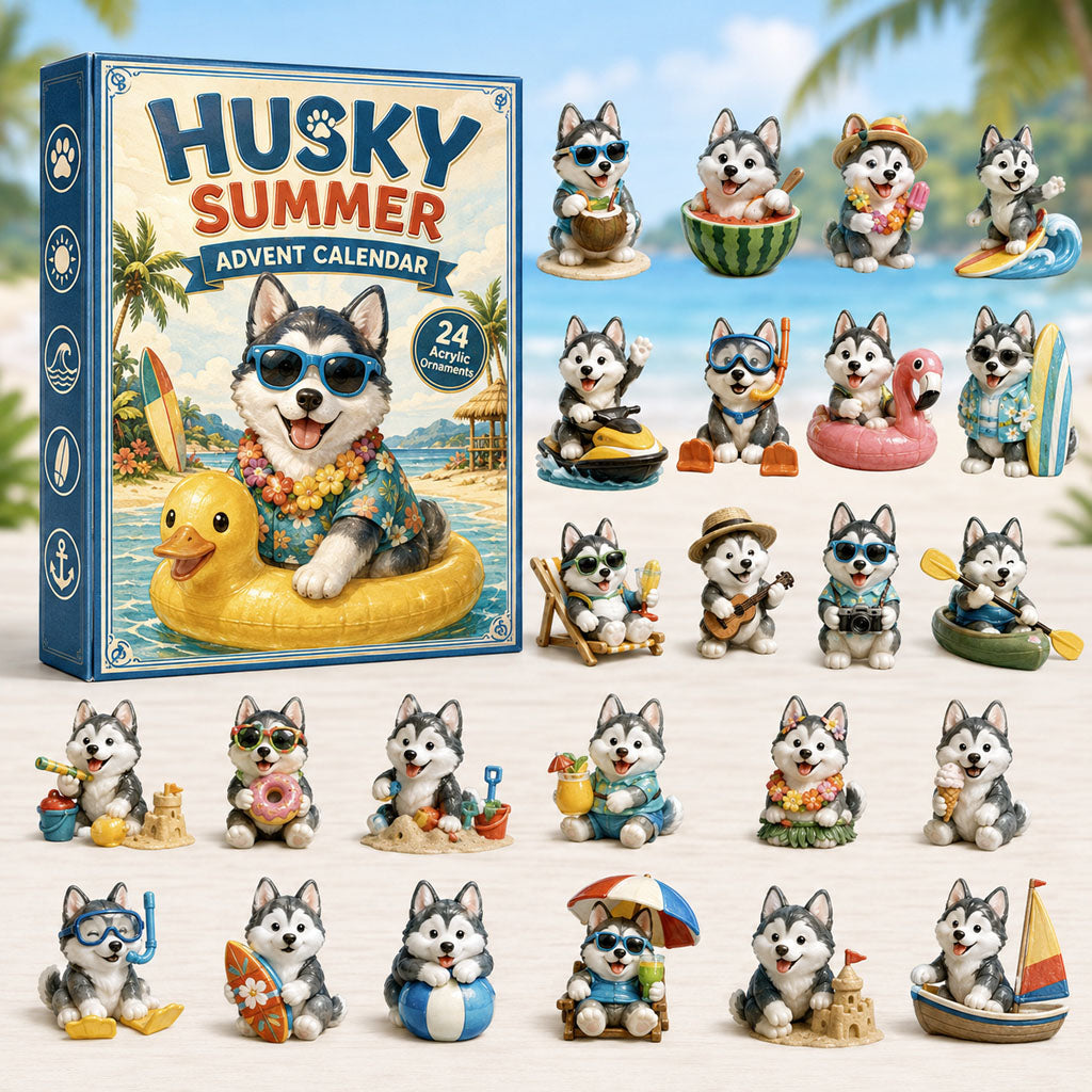 Husky Summer Christmas Advent Calendar Xmas Countdown Xmas Gifts For Husky Lovers