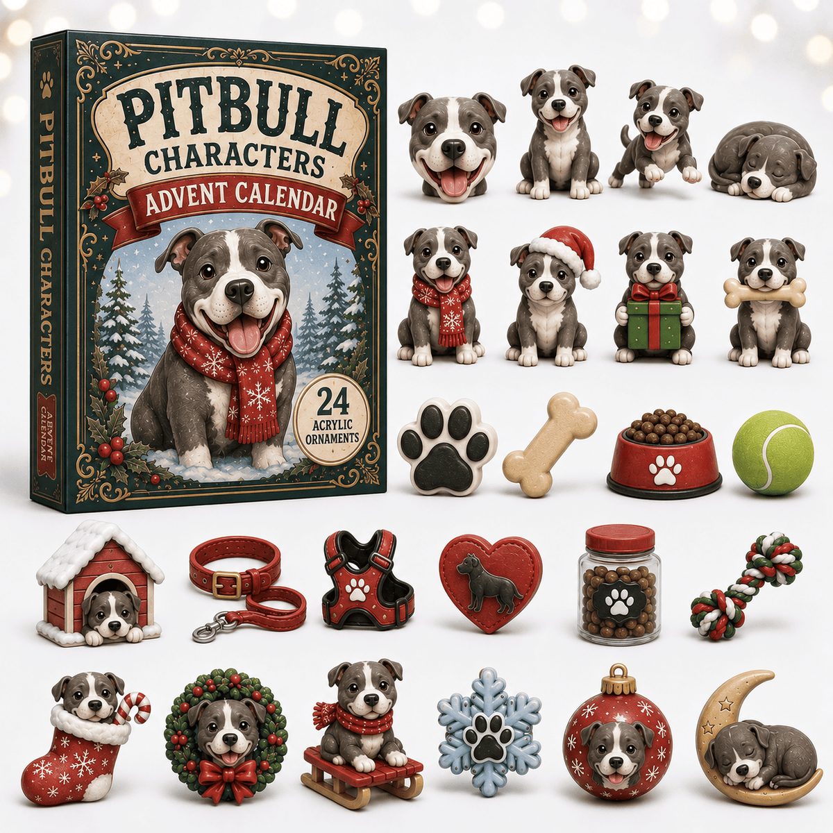 Pitbull Characters Christmas Advent Calendar Christmas Countdown Gifts For Pitbull Lovers