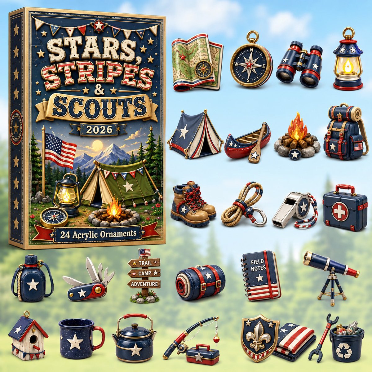 Stars Stripes And Scouts Christmas Advent Calendar Christmas Decorations Gifts For Patriots