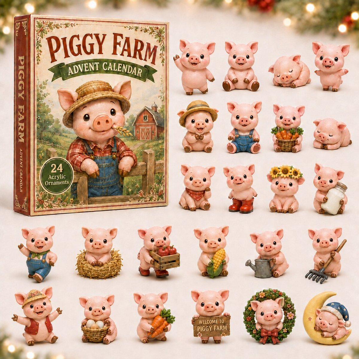Piggy Farm Christmas Advent Calendar Counting Down Calendar Xmas Gifts For Farmer