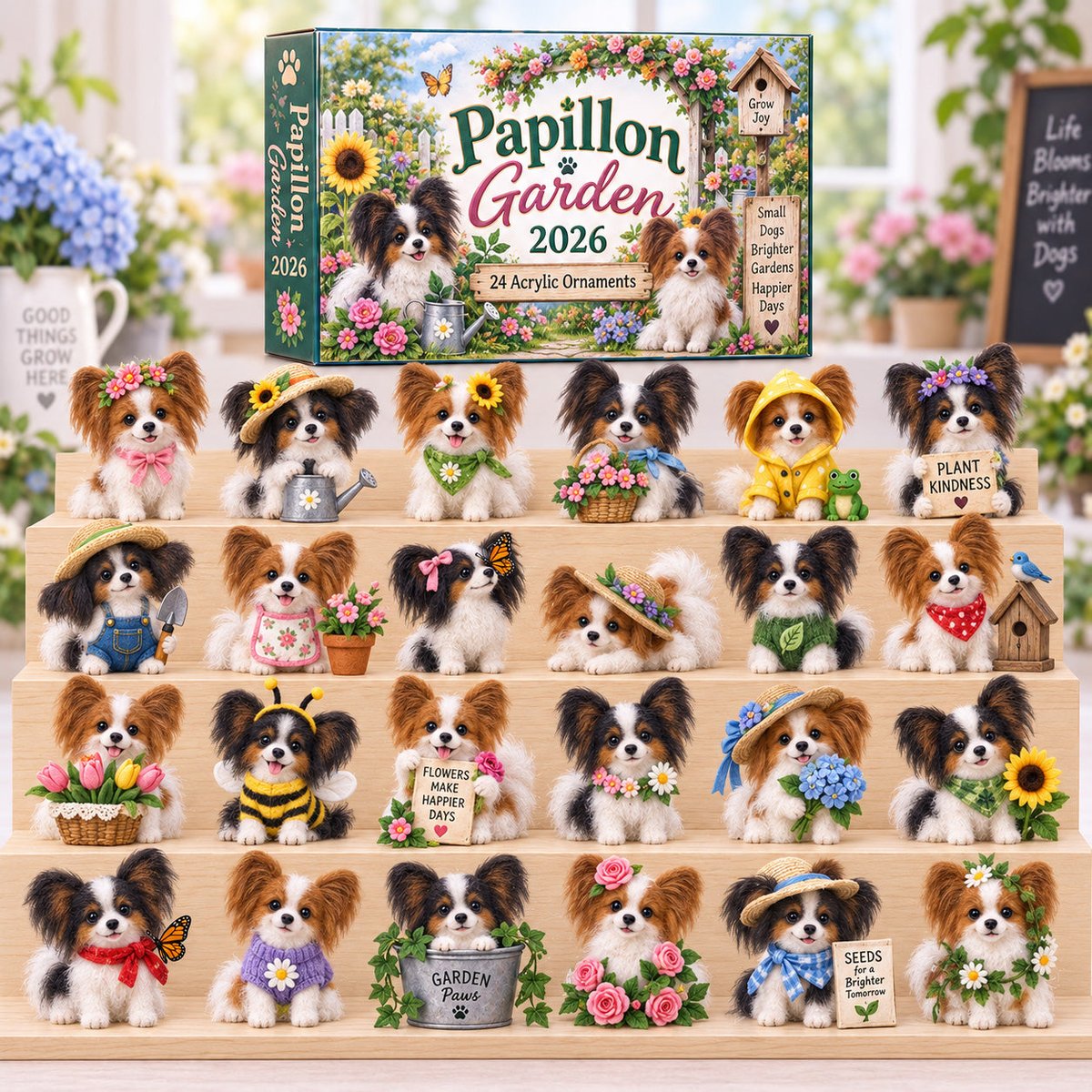 Papillon Garden Advent Calendar 2026 24-Day Festive Countdown Xmas Gift For Papillon Dog Lovers