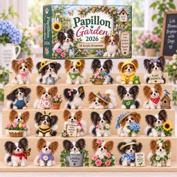 Papillon Garden Advent Calendar 2026 24-Day Festive Countdown Xmas Gift For Papillon Dog Lovers