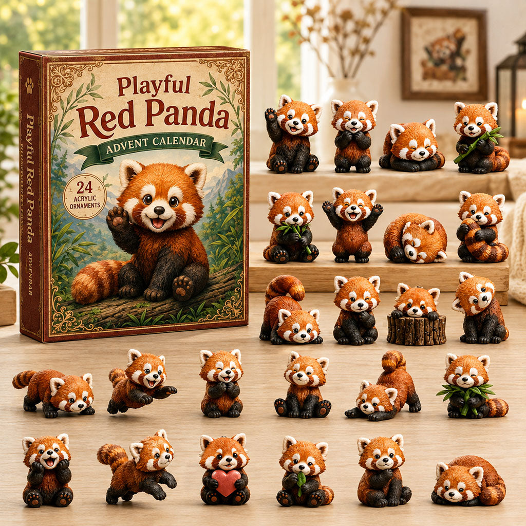 Playful Red Panda 2026 Christmas Advent Calendar Red Panda Lover Xmas Gifts