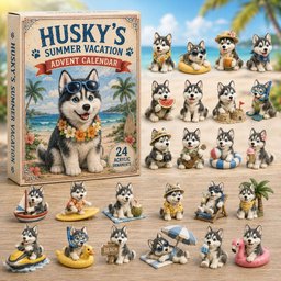 Husky Summer Vacation 2026 Christmas Advent Calendar Husky Lover Xmas Gifts