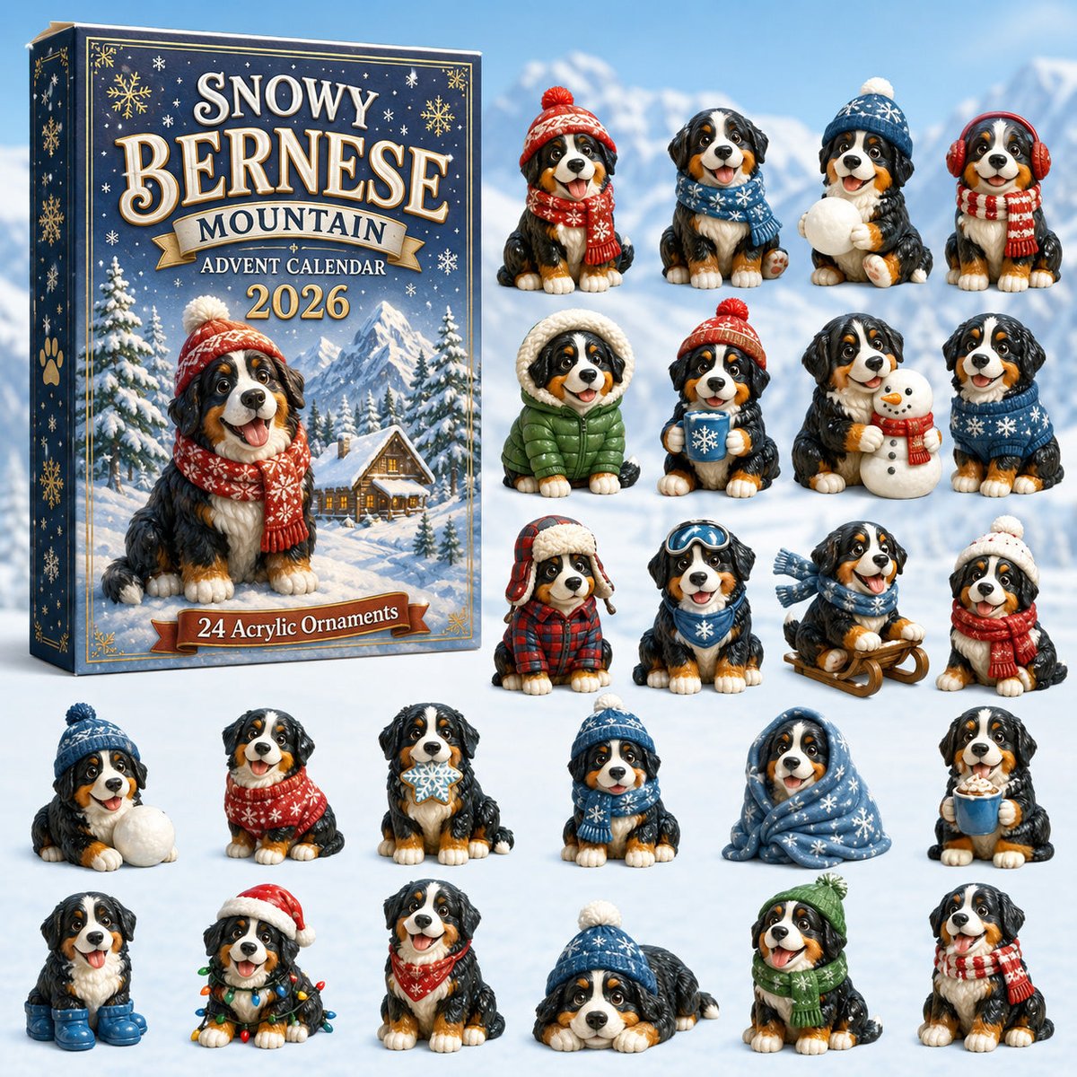 Snowy Bernese Christmas Advent Calendar Festive Counting Down Calendar Gifts For Bernese Lovers