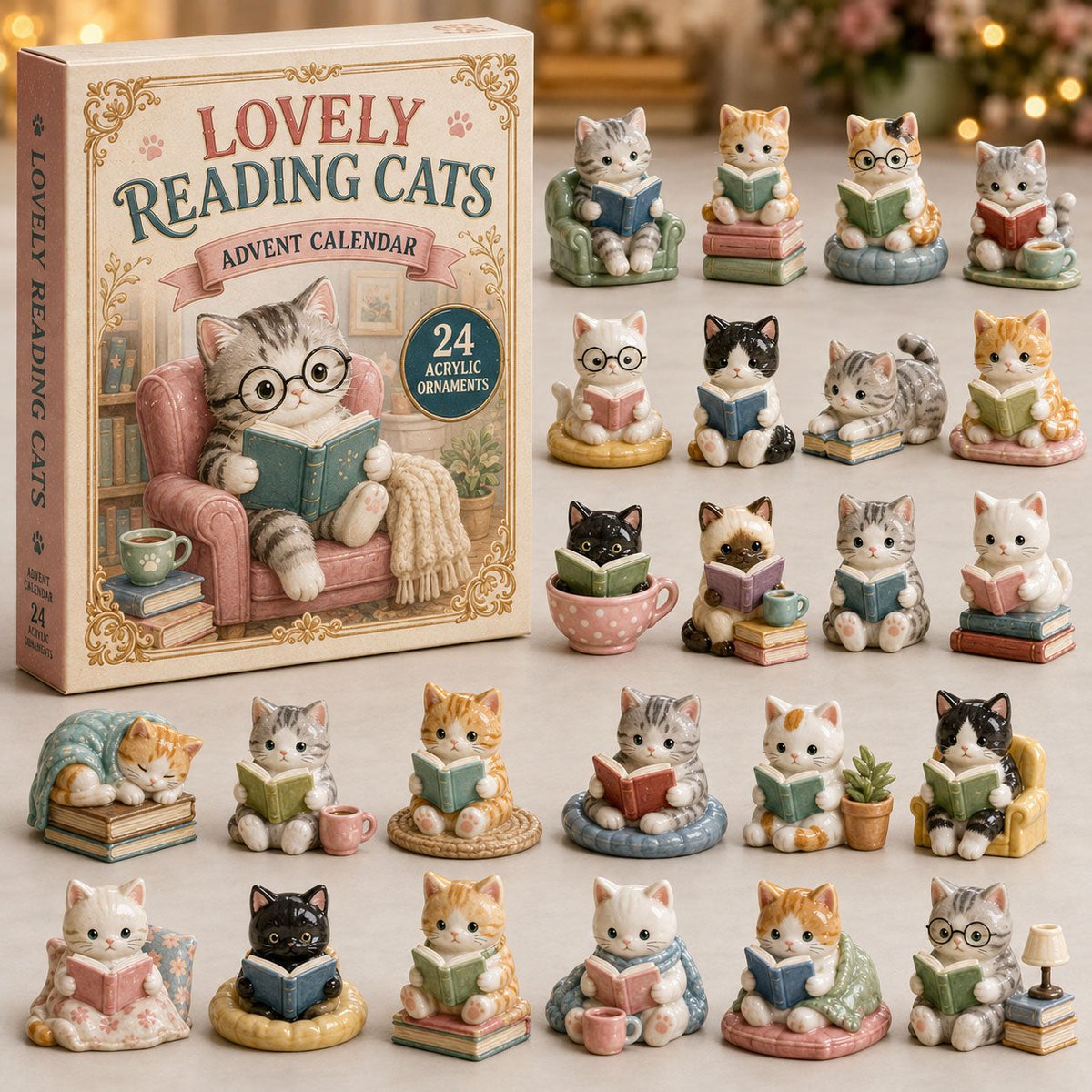 Lovely Reading Cats Christmas Advent Calendar Christmas Countdown Cat Lovers Xmas Gifts