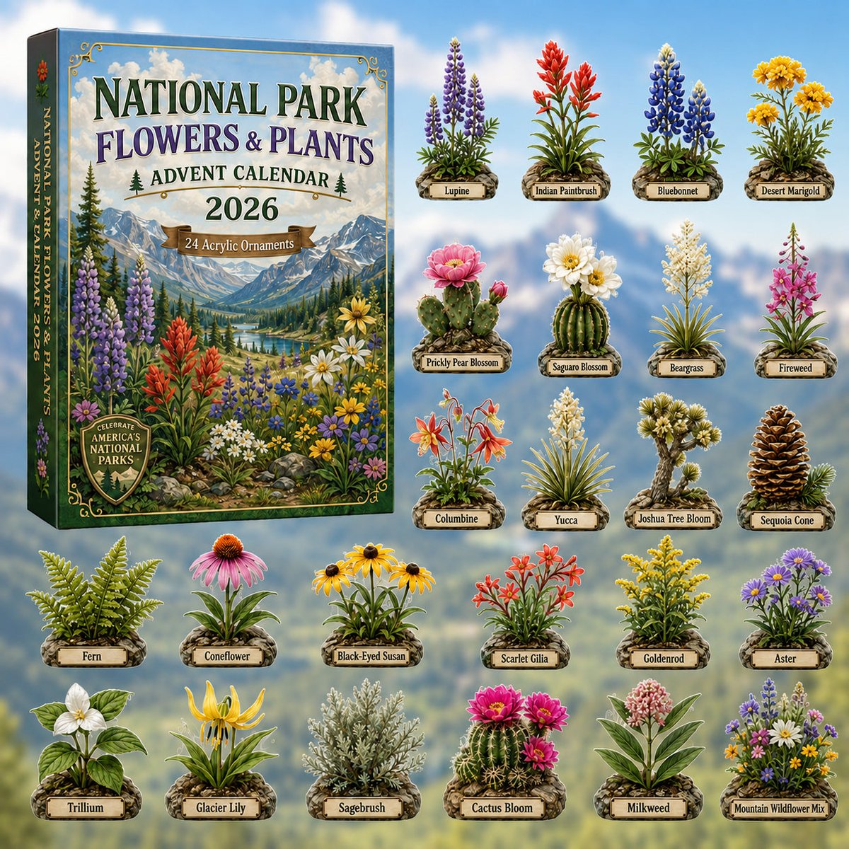 National Park Flowers Plants Christmas Advent Calendar 2026 24 Day Festive Countdown Xmas Gifts_