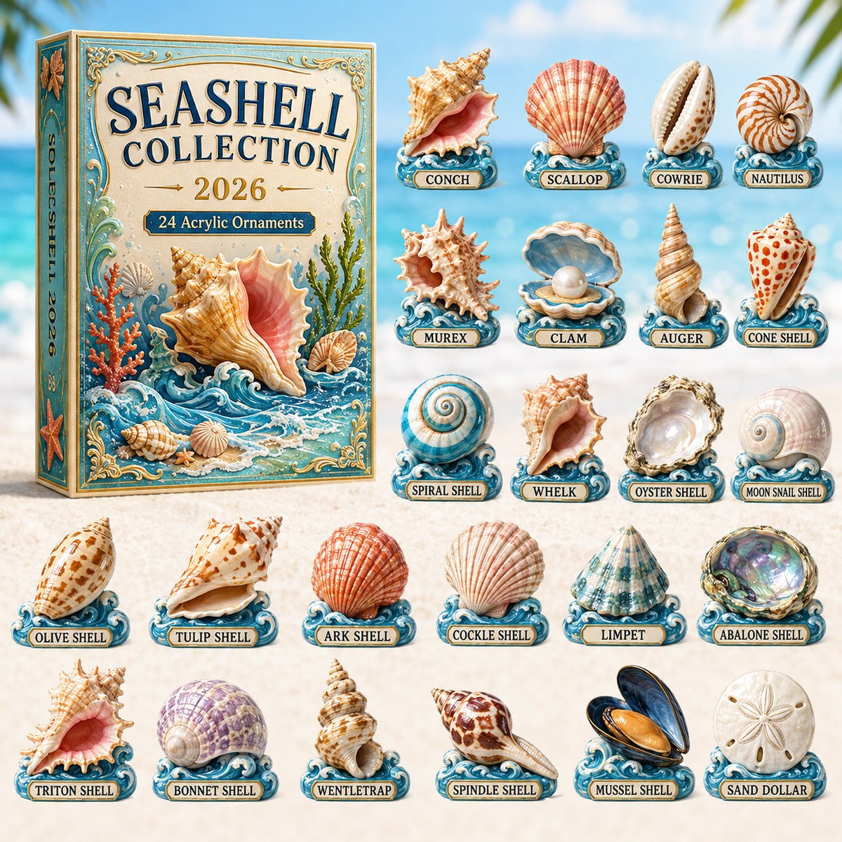 Seashell Collection Advent Calendar 2026 24 Day Festive Countdown Family Friends Xmas Gifts