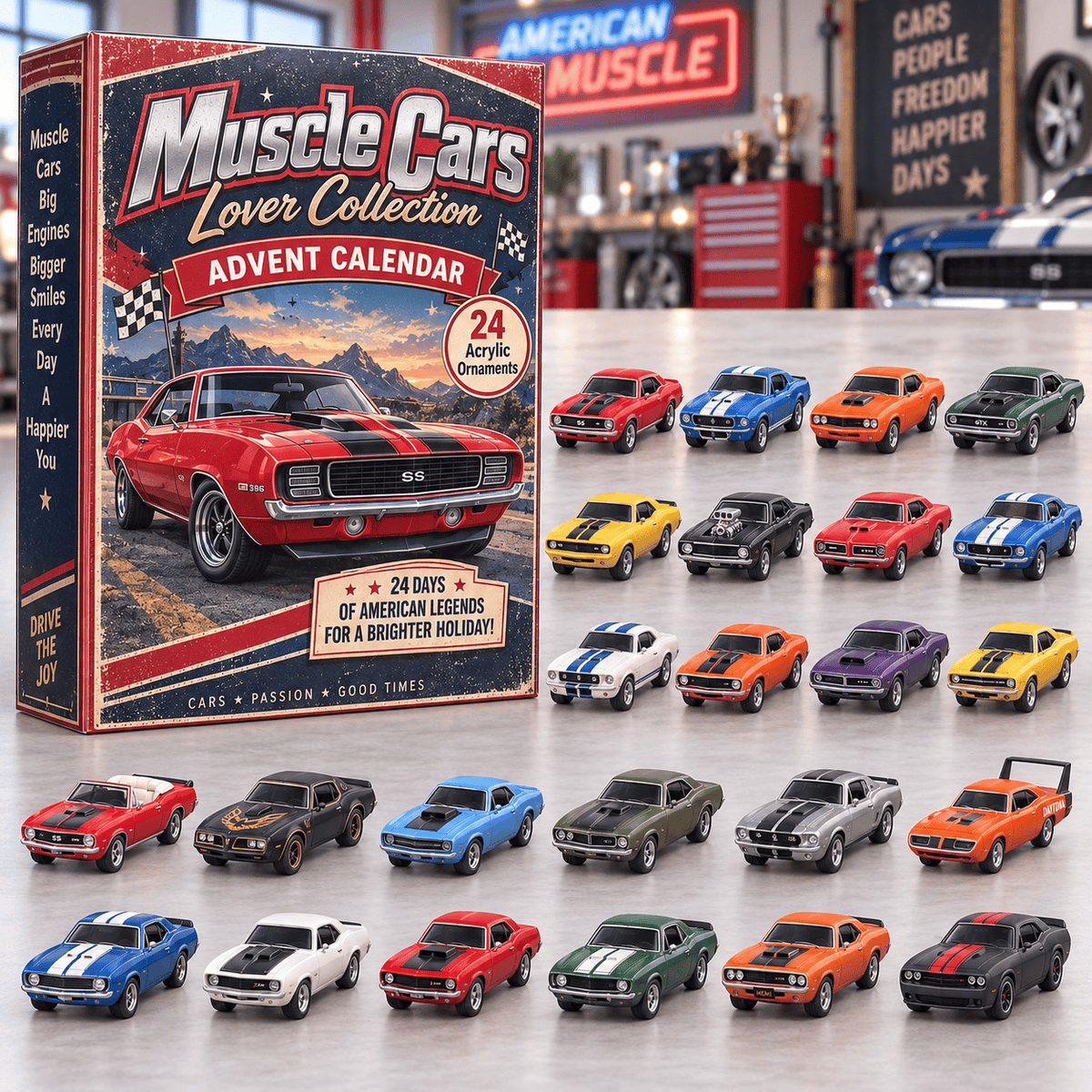 Muscle Cars Lover Collection Christmas Decoration Advent Calendar 2026 Xmas Gift Ideas For Racers