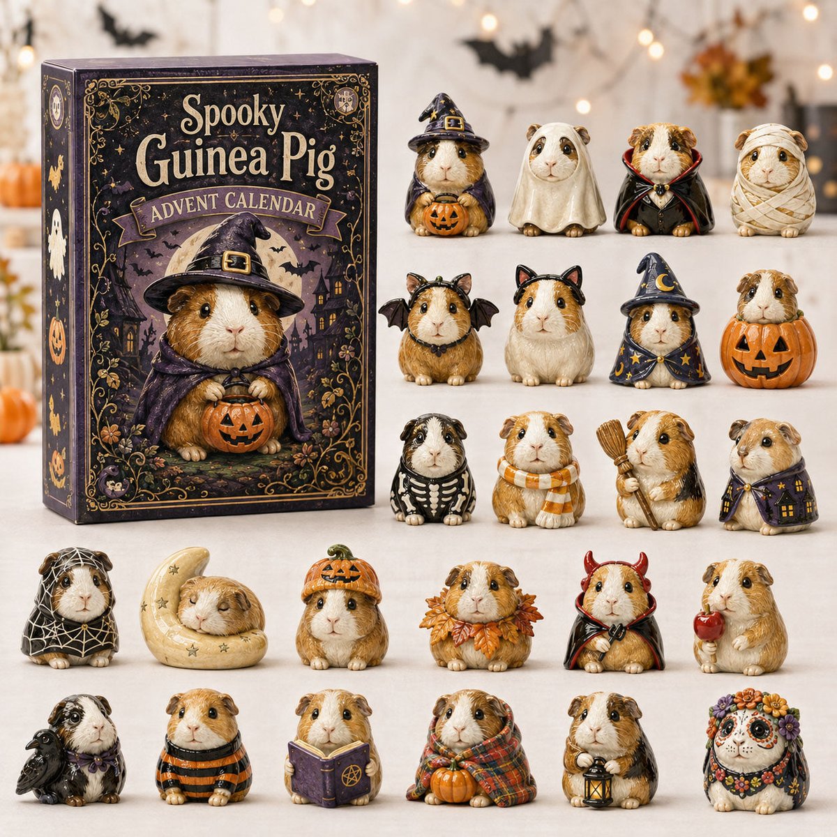 Spooky Guinea Pig 2026 Christmas Advent Calendar Halloween Gifts For Guinea Pig Lover