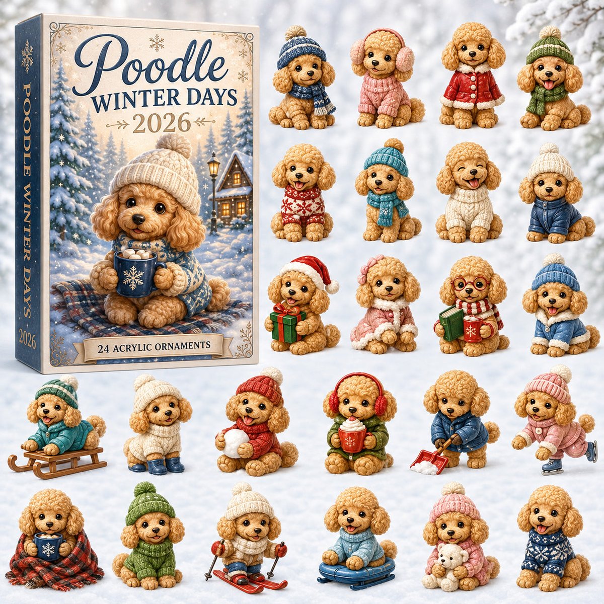 Poodle Winter Days Christmas Advent Calendar 2026 24 Day Festive Countdown Xmas Gifts_