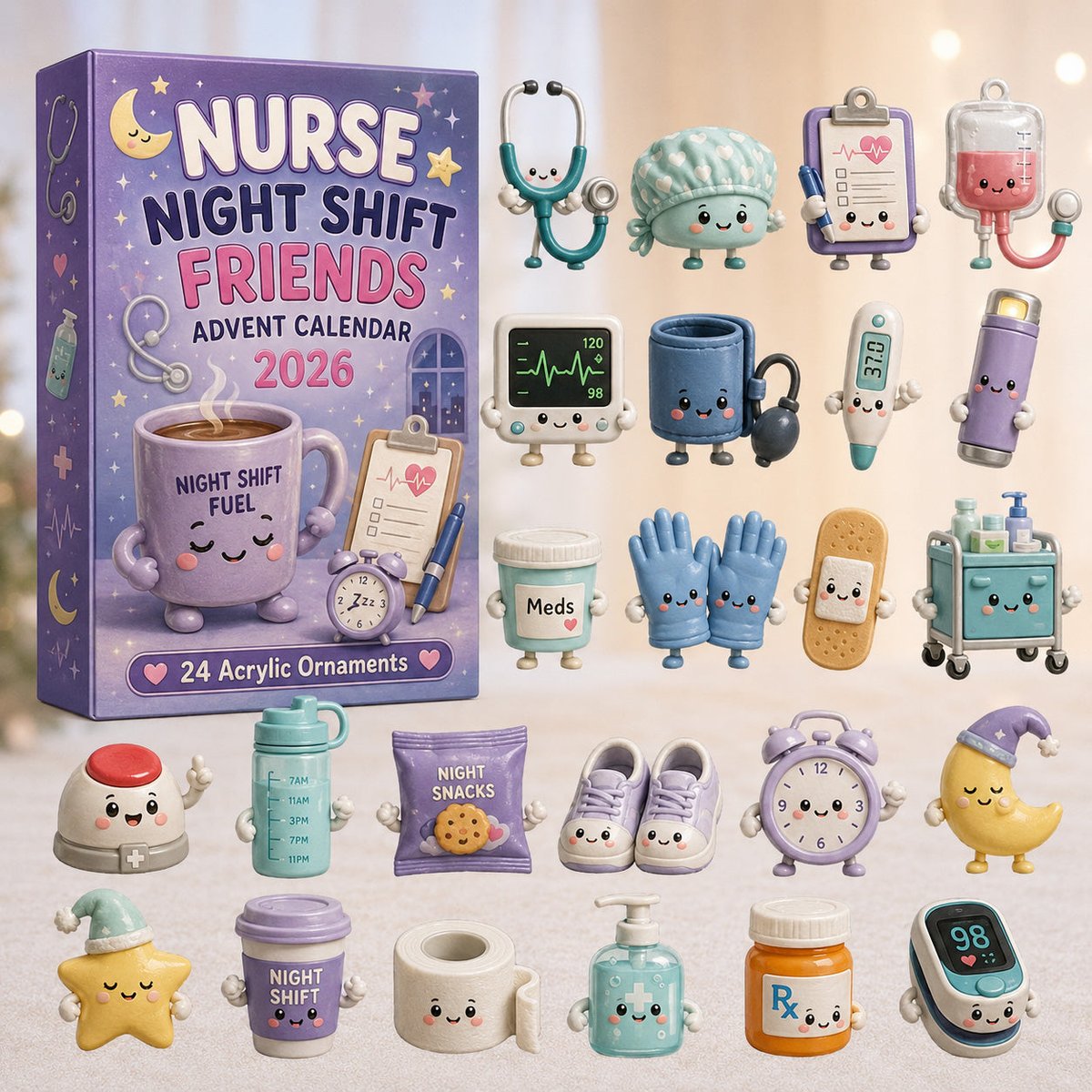 Nurse Night Christmas Advent Calendar Cute Counting Down Calendar Xmas Gifts For Nurse