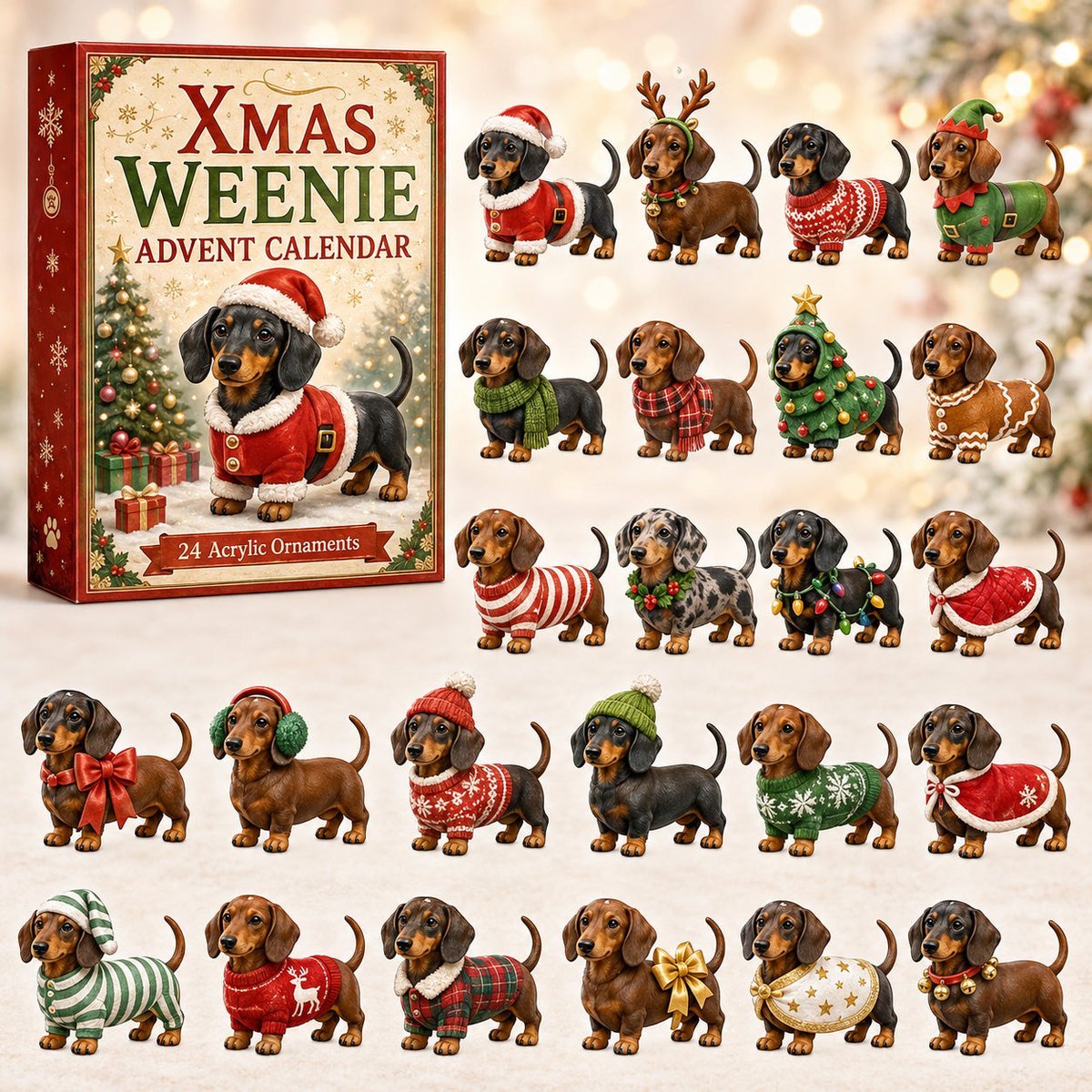 Xmas Weenie Christmas Advent Calendar Counting Down Calendar Dachshund Lovers Xmas Gifts-_Xmas_Weenie_Advent_Calendar_2026_-_24-Day_Festive_Countdown_Acrylic_Charms_Blind_Box_-_Gift_For_Dachshund_Lovers