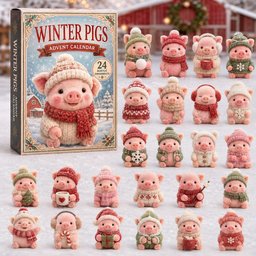 Winter Pigs Christmas Advent Calendar Christmas Eve Countdown Gifts For Pig Lovers