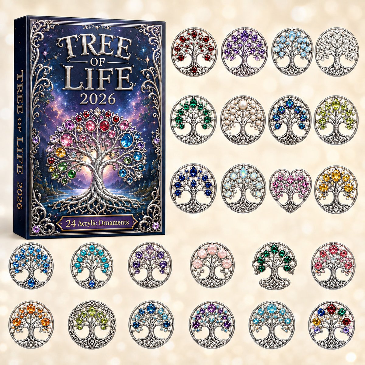 Tree Of Life Stones Christmas Advent Calendar 2026 24 Day Festive Countdown Xmas Family Gifts