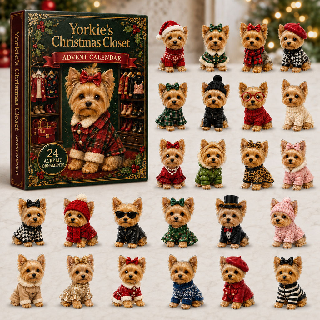 Yorkie_s Christmas Closet Xmas Advent Calendar Christmas Countdown Decor Gifts For Yorkie Mom