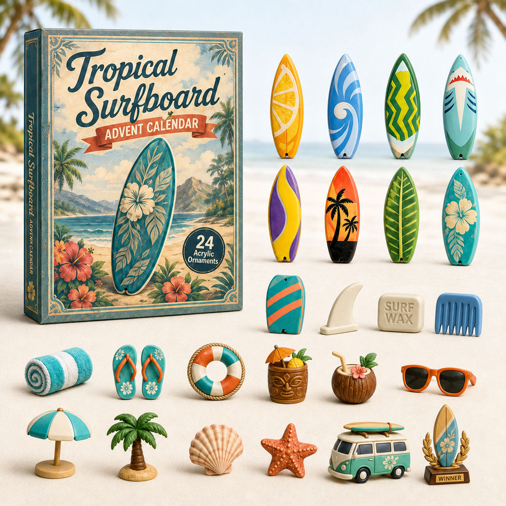 Tropical Surfboard Christmas Advent Calendar Xmas Countdown Gifts For Surfing Lovers