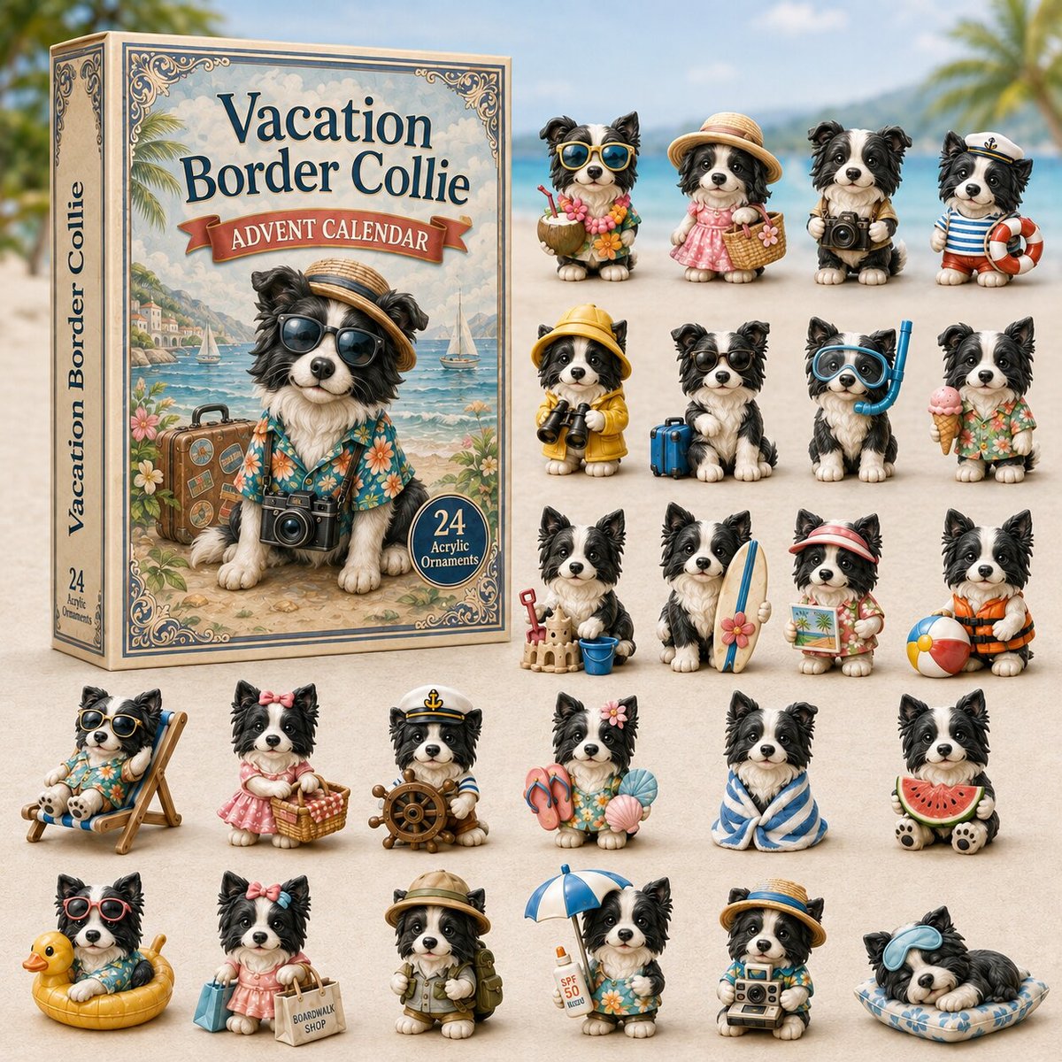 Vacation Border Collie Christmas Advent Calendar Christmas Gifts For Border Collie Lovers