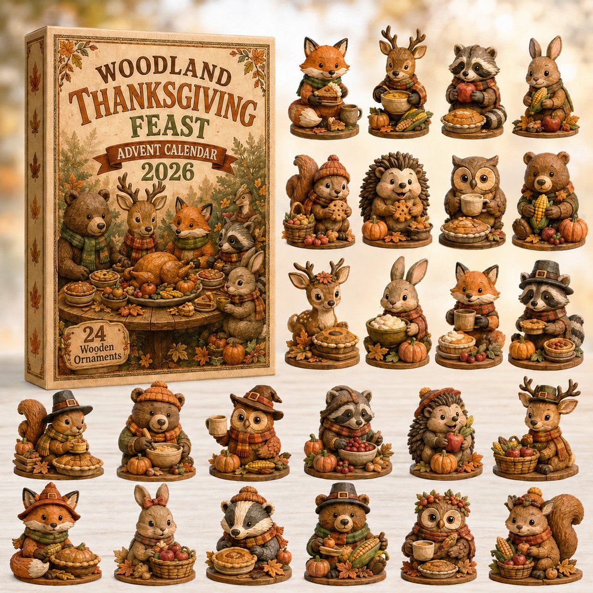 Woodland Thanksgiving Feast Thanksgiving Advent Calendar 2026 24 Day Festive Countdown Xmas Gifts