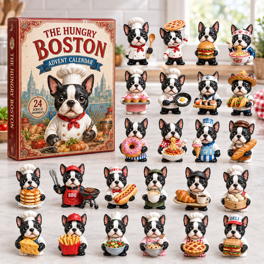 The Hungry Boston Christmas Advent Calendar Xmas Countdown Gifts For Boston Terrier Lovers