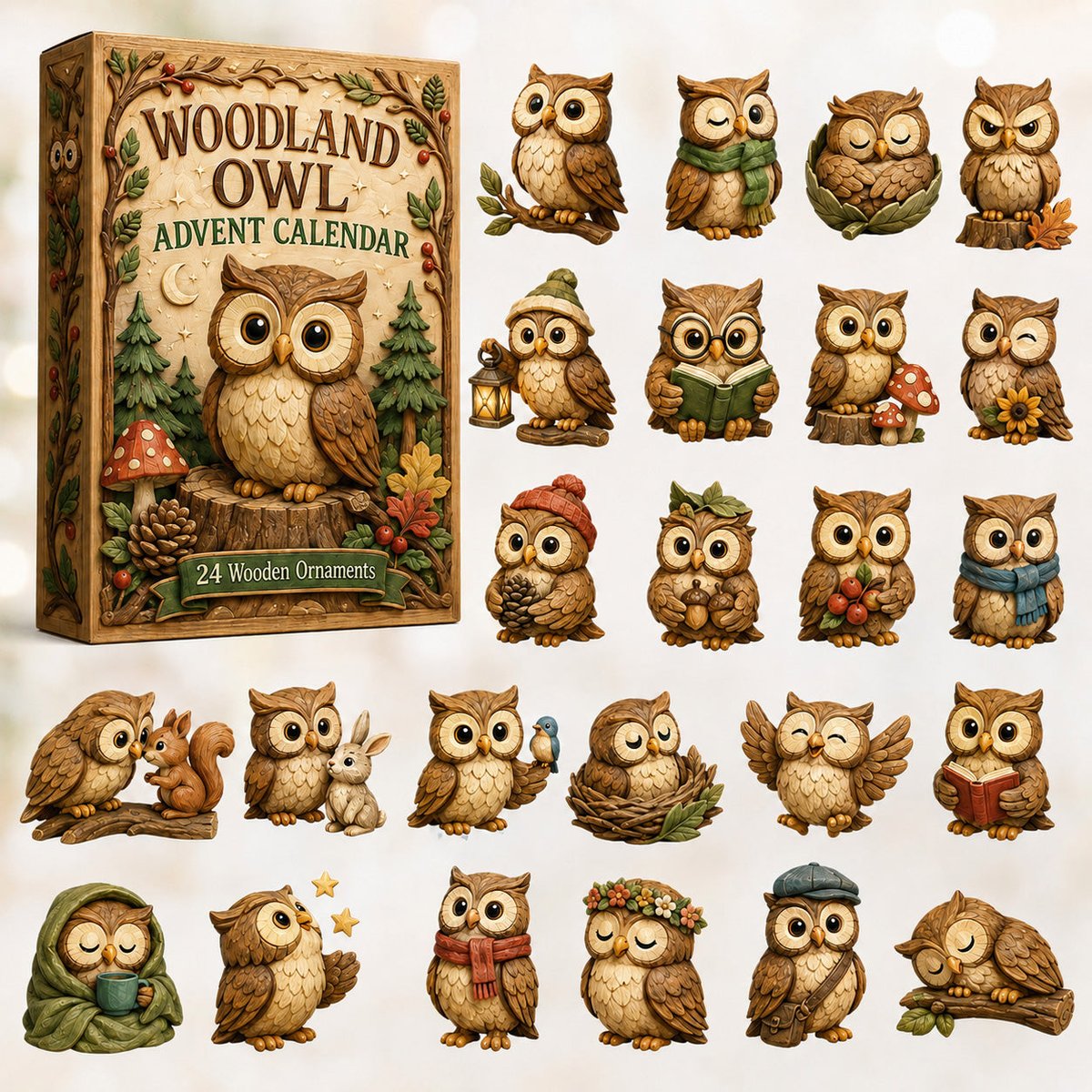 Woodland Owl Christmas Advent Calendar Xmas Calendar Countdown Gifts For Owl Lovers