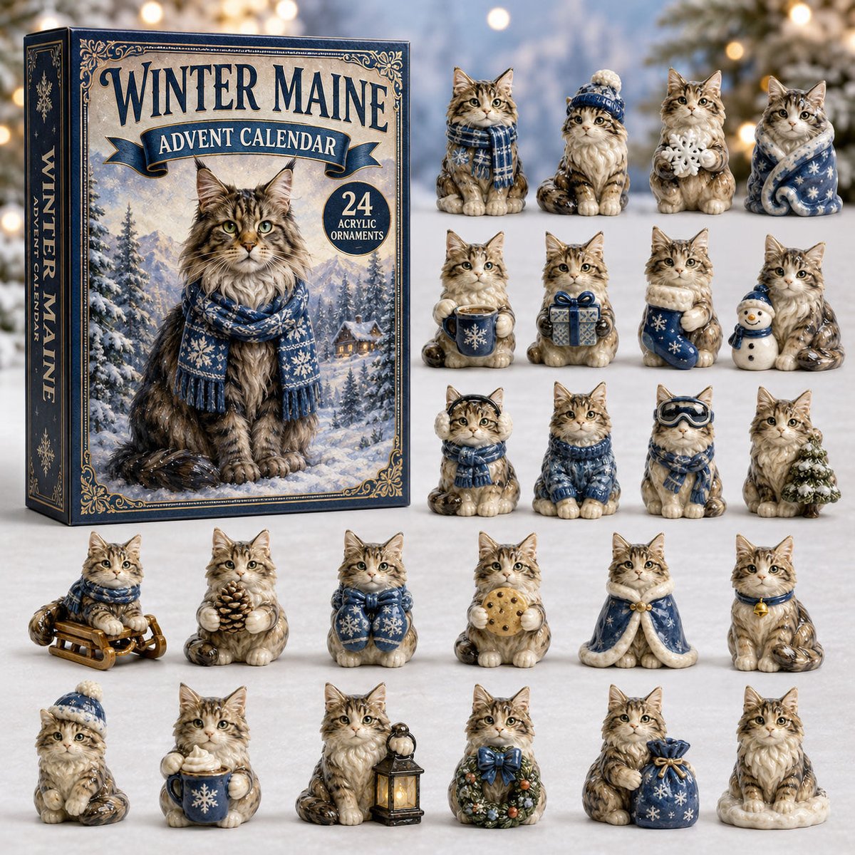 Winter Maine Christmas Advent Calendar Xmas Countdown Xmas Gifts For Maine Coon Lovers