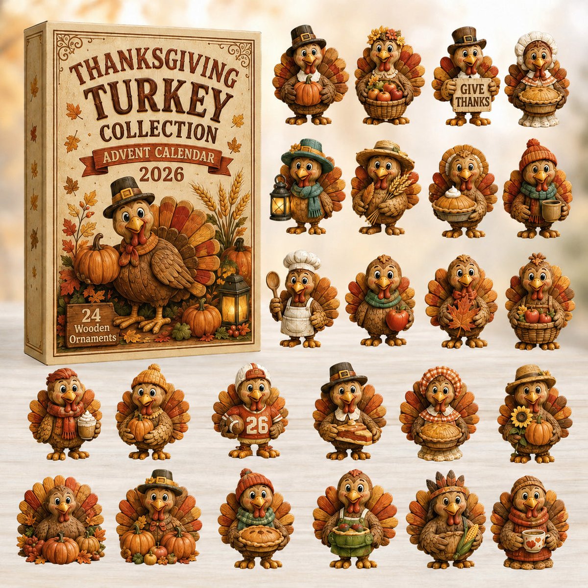 Thanksgiving Turkey Thanksgiving Advent Calendar 2026 24 Day Festive Countdown Xmas Gifts_
