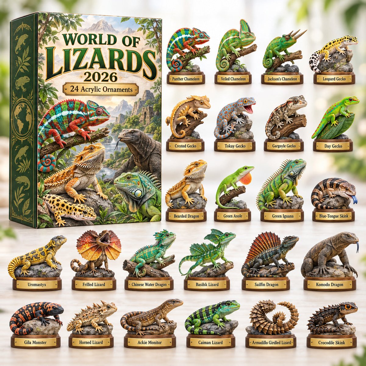 World Of Lizards Advent Calendar 24 Days Of Christmas Blindbox Xmas Gifts For Lizards Lovers