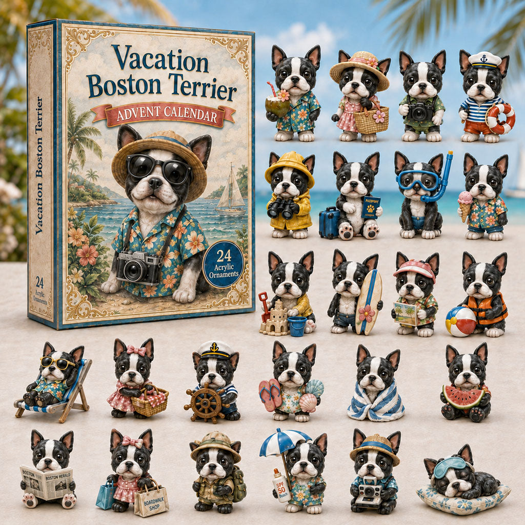 Vacation Boston Terrier Christmas Advent Calendar Xmas Gifts For Boston Terrier Lovers