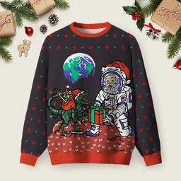 Astronaut Santa Ugly Christmas Sweater Funny Xmas Sweaters Christmas Gifts For Son