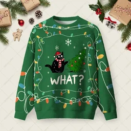 Christmas Cat What Green Ugly Christmas Sweater Xmas Clothing Xmas Gift For Boyfriend